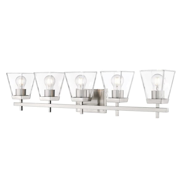 Z-Lite Lauren Vanity, 5-Light, 39 In.W x 6.5 In.L x 8.5 In.H, Brushed Nickel/Clear 819-5V-BN - main